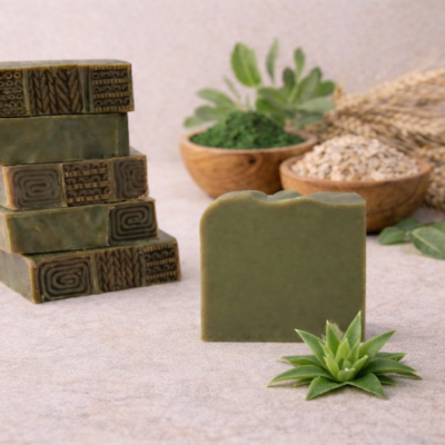 Săpun natural cu aloe vera, grâu, spirulină și chlorella